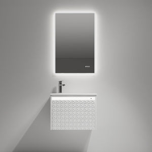 Blossom Thun 24" Glossy White Vanity With Droplet-Shaped Basin and LED Light