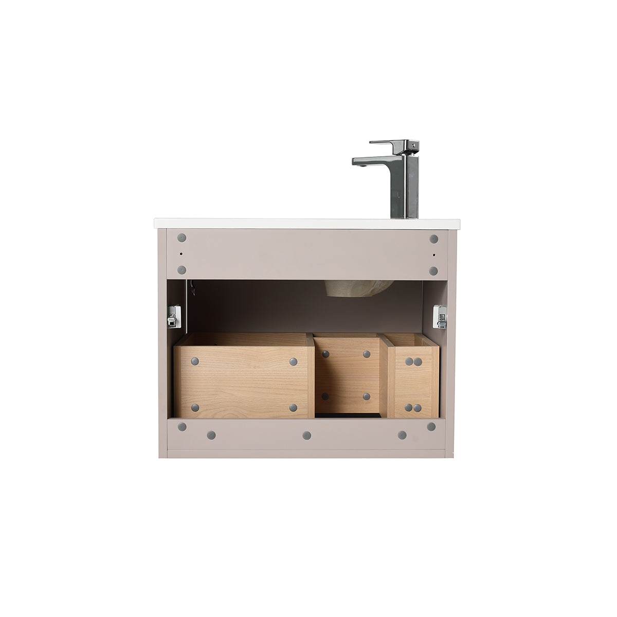 Blossom Thun 24" Khaki Vanity With Droplet-Shaped Basin and LED Light