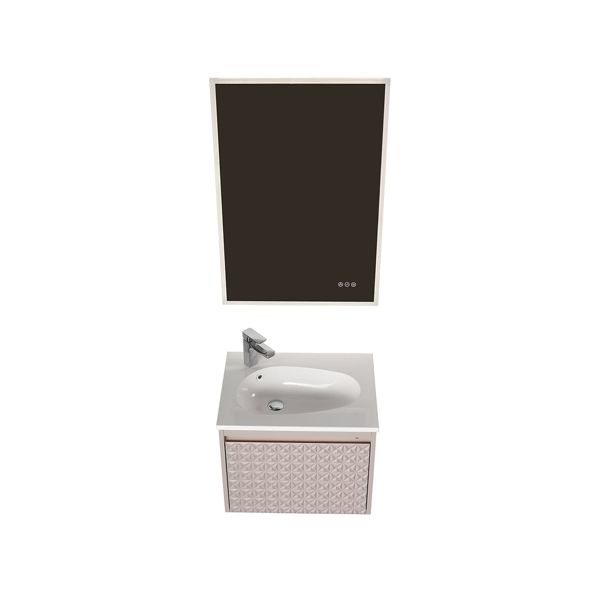 Blossom Thun 24" Khaki Vanity With Droplet-Shaped Basin and LED Light