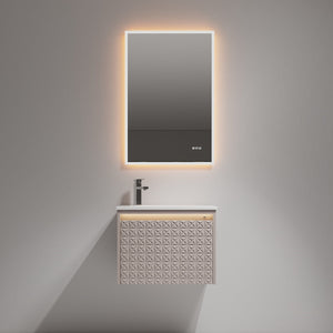 Blossom Thun 24" Khaki Vanity With Droplet-Shaped Basin and LED Light