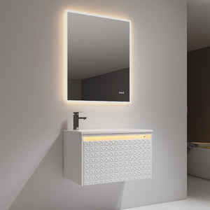 Blossom Thun 30" Glossy White Vanity With Droplet-Shaped Basin and LED Light