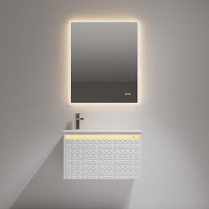 Blossom Thun 30" Glossy White Vanity With Droplet-Shaped Basin and LED Light