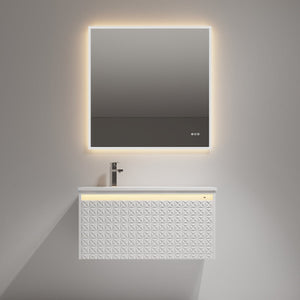Blossom Thun 36" Glossy White Vanity With Droplet-Shaped Basin and LED Light