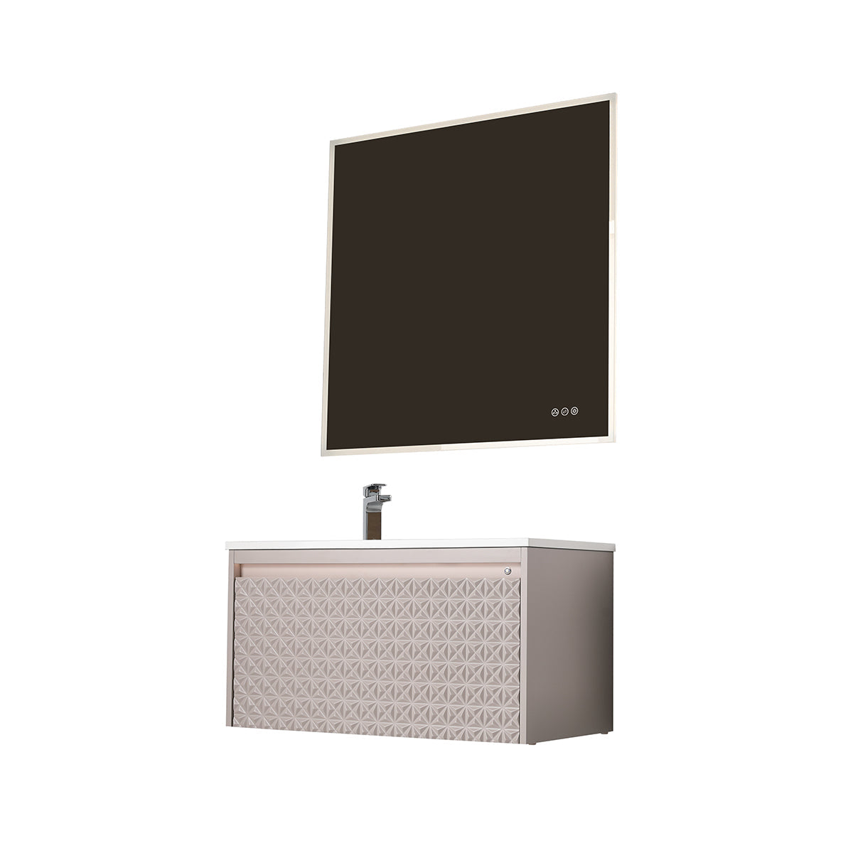 Blossom Thun 36" Khaki Vanity With Droplet-Shaped Basin and LED Light