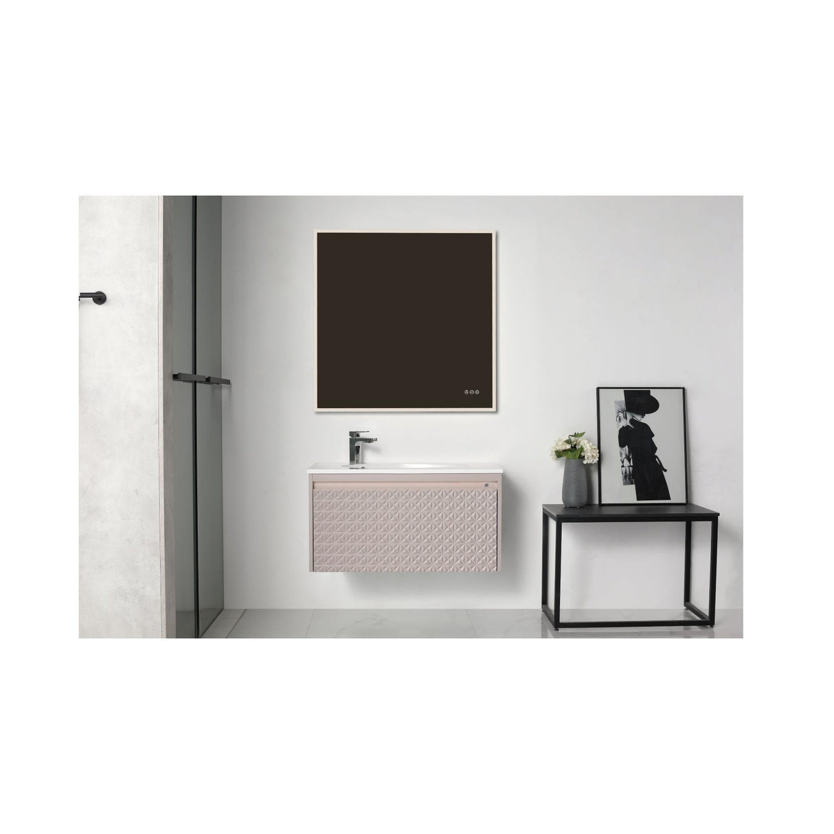 Blossom Thun 36" Khaki Vanity With Droplet-Shaped Basin and LED Light