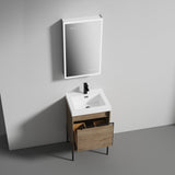 Blossom Turin 20" 1-Drawer Classic Oak Freestanding Single Vanity Base With Open Shelf, Handle and Legs