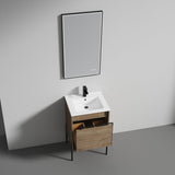Blossom Turin 20" 1-Drawer Classic Oak Freestanding Single Vanity Base With Open Shelf, Handle and Legs