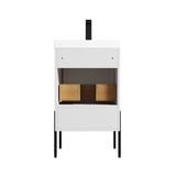 Blossom Turin 20" 1-Drawer Matte White Freestanding Single Vanity Base With Open Shelf, Handle and Legs