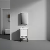 Blossom Turin 20" 1-Drawer Matte White Freestanding Single Vanity Base With Open Shelf, Handle and Legs