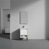 Blossom Turin 20" 1-Drawer Matte White Freestanding Single Vanity Base With Open Shelf, Handle and Legs