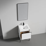 Blossom Turin 20" 1-Drawer Matte White Freestanding Single Vanity Base With Open Shelf, Handle and Legs