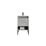 Blossom Turin 20" 1-Drawer Plain Cement Freestanding Single Vanity Base With Open Shelf, Handle and Legs