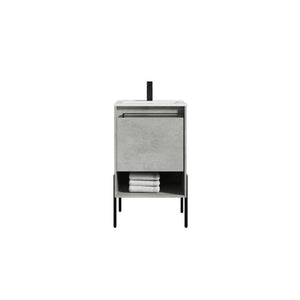 Blossom Turin 20" 1-Drawer Plain Cement Freestanding Single Vanity Base With Open Shelf, Handle and Legs