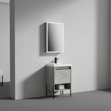 Blossom Turin 20" 1-Drawer Plain Cement Freestanding Single Vanity Base With Open Shelf, Handle and Legs