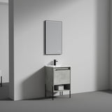 Blossom Turin 20" 1-Drawer Plain Cement Freestanding Single Vanity Base With Open Shelf, Handle and Legs
