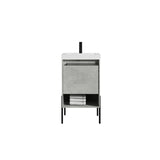 Blossom Turin 20" 1-Drawer Plain Cement Freestanding Single Vanity Base With Open Shelf, Handle and Legs