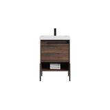 Blossom Turin 24" 1-Drawer Cali Walnut Freestanding Single Vanity Base With Open Shelf, Handle and Legs