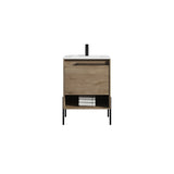 Blossom Turin 24" 1-Drawer Classic Oak Freestanding Single Vanity Base With Open Shelf, Handle and Legs