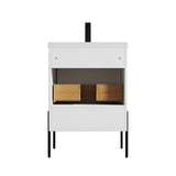 Blossom Turin 24" 1-Drawer Matte White Freestanding Single Vanity Base With Open Shelf, Handle and Legs