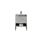 Blossom Turin 24" 1-Drawer Plain Cement Freestanding Single Vanity Base With Open Shelf, Handle and Legs
