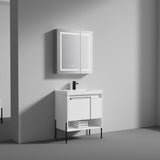 Blossom Turin 30" 1-Door 1-Drawer Matte White Freestanding Single Vanity Base With Open Shelf, Handle and Legs