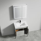 Blossom Turin 30" 1-Door 1-Drawer Plain Cement Freestanding Single Vanity Base With Open Shelf, Handle and Legs