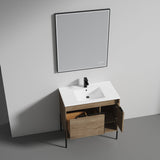 Blossom Turin 36" 1-Door 1-Drawer Classic Oak Freestanding Single Vanity Base With Open Shelf, Handle and Legs
