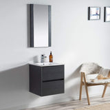 Blossom Valencia 20" 2-Drawer Silver Gray Wall-Mounted Vanity Set With Ceramic Top and Integrated Single Sink