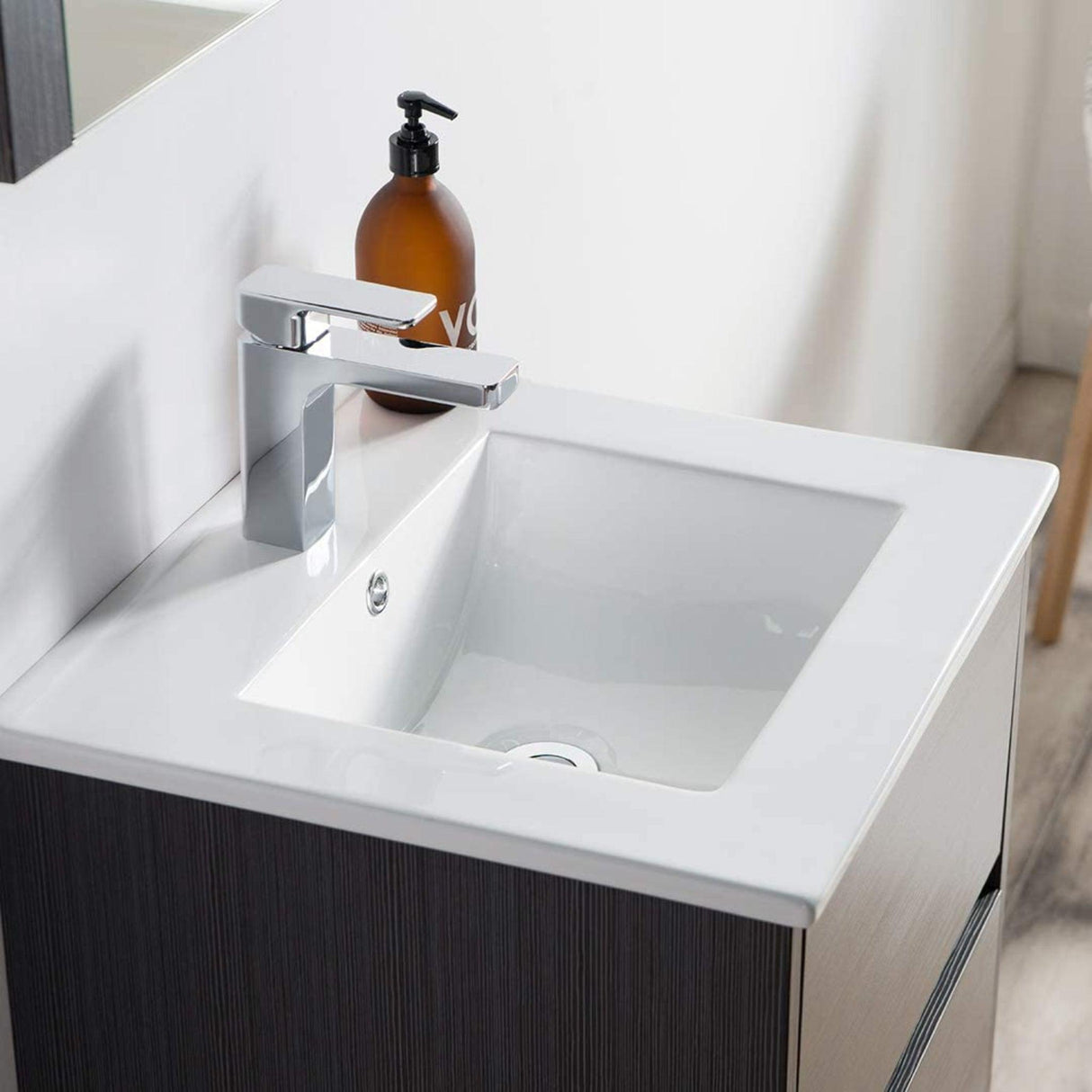 Blossom Valencia 20" 2-Drawer Silver Gray Wall-Mounted Vanity Set With Ceramic Top and Integrated Single Sink