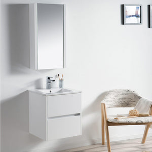 Blossom Valencia 20" 2-Drawer White Wall-Mounted Vanity Base