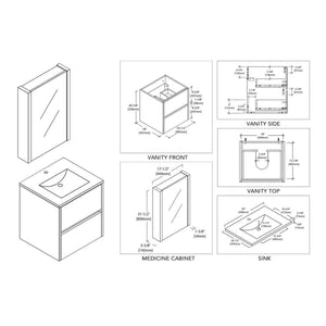 Blossom Valencia 20" Navy Blue Wall-Mounted Vanity Base Only