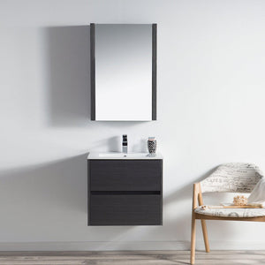 Blossom Valencia 24" 2-Drawer Silver Gray Wall-Mounted Vanity Base