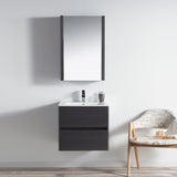 Blossom Valencia 24" 2-Drawer Silver Gray Wall-Mounted Vanity Set With Ceramic Top and Integrated Single Sink