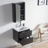 Blossom Valencia 24" 2-Drawer Silver Gray Wall-Mounted Vanity Set With Ceramic Top and Integrated Single Sink and Medicine Cabinet