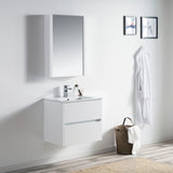 Blossom Valencia 24" 2-Drawer White Wall-Mounted Vanity Base