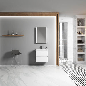 Blossom Valencia 24" 2-Drawer White Wall-Mounted Vanity Base