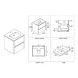Blossom Valencia 24" 2-Drawer White Wall-Mounted Vanity Set With Ceramic Top and Integrated Single Sink