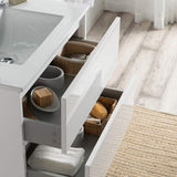 Blossom Valencia 30" 2-Drawer White Wall-Mounted Vanity Set With Ceramic Top, Integrated Single Sink and Mirror