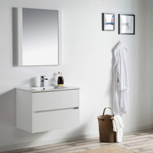 Blossom Valencia 30" 2-Drawer White Wall-Mounted Vanity Set With Ceramic Top and Integrated Single Sink