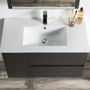 Blossom Valencia 36" 1-Door 2-Drawer Silver Gray Wall-Mounted Vanity Base