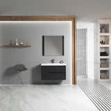 Blossom Valencia 36" 1-Door 2-Drawer Silver Gray Wall-Mounted Vanity Base