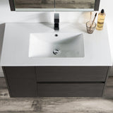 Blossom Valencia 36" 1-Door 2-Drawer Silver Gray Wall-Mounted Vanity Set With Ceramic Top and Integrated Single Sink and Medicine Cabinet