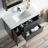 Blossom Valencia 36" 1-Door 2-Drawer Silver Gray Wall-Mounted Vanity Set With Ceramic Top and Integrated Single Sink and Medicine Cabinet