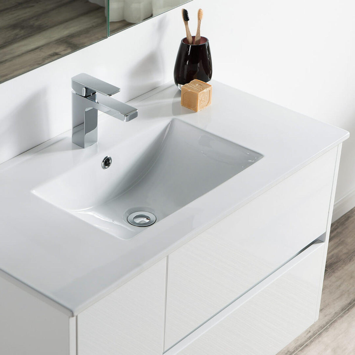 Blossom Valencia 36" 1-Door 2-Drawer White Wall-Mounted Vanity Base