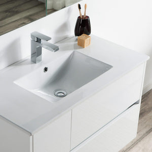 Blossom Valencia 36" 1-Door 2-Drawer White Wall-Mounted Vanity Base
