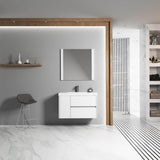 Blossom Valencia 36" 1-Door 2-Drawer White Wall-Mounted Vanity Base