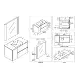 Blossom Valencia 36" 1-Door 2-Drawer White Wall-Mounted Vanity Set With Ceramic Top, Integrated Single Sink and Mirror