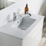 Blossom Valencia 36" 1-Door 2-Drawer White Wall-Mounted Vanity Set With Ceramic Top, Integrated Single Sink and Mirror