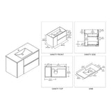 Blossom Valencia 36" 1-Door 2-Drawer White Wall-Mounted Vanity Set With Ceramic Top and Integrated Single Sink