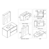 Blossom Valencia 36" 1-Door 2-Drawer White Wall-Mounted Vanity Set With Ceramic Top and Integrated Single Sink and Medicine Cabinet